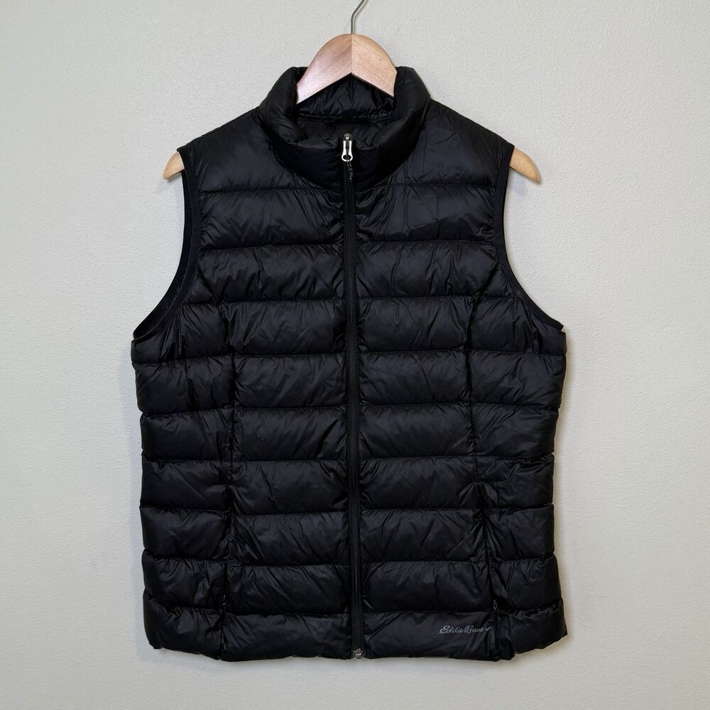 Eddie Bauer EB650 Down Puffer Vest Womens XL Black Lightweight Quilted Outdoor
